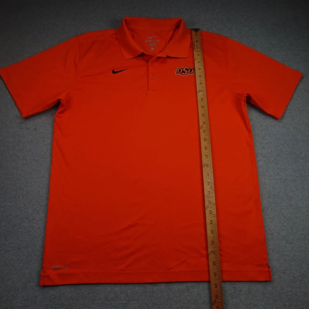 Oklahoma OSU Cowboys Polo Shirt Mens Large Orange Nike Dri-FIT Athletic NCAA